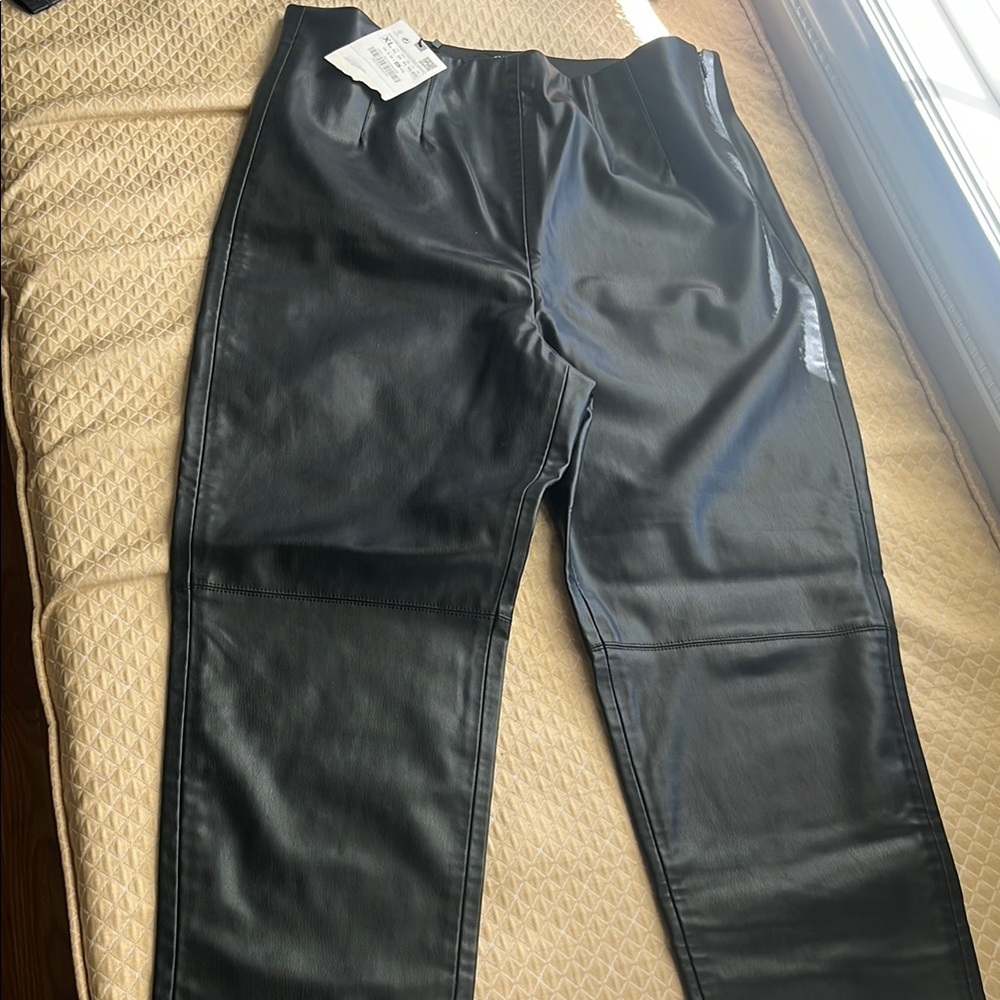 Zara Black Faux Leather Pants